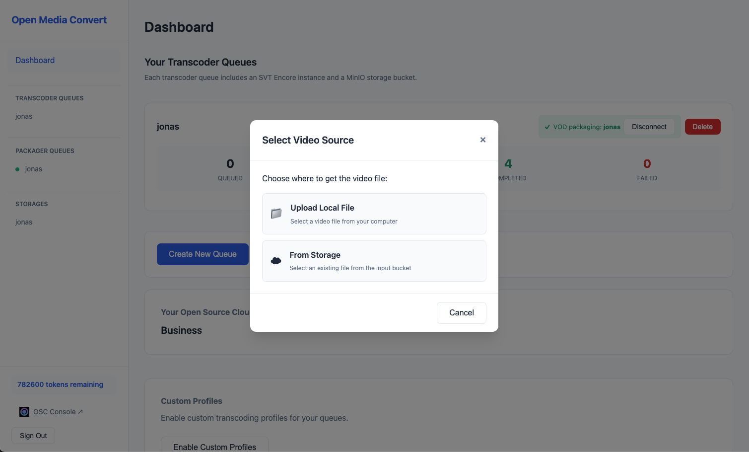 Direct video upload and transcode interface